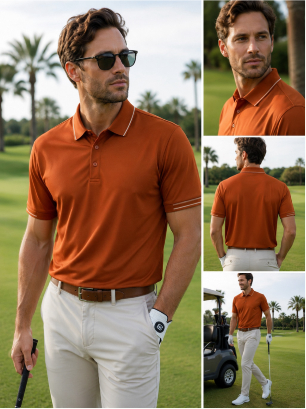 Walter Hagen NWT Men's Polo - Toasted Orange - Retail $70- Size Small (b3)